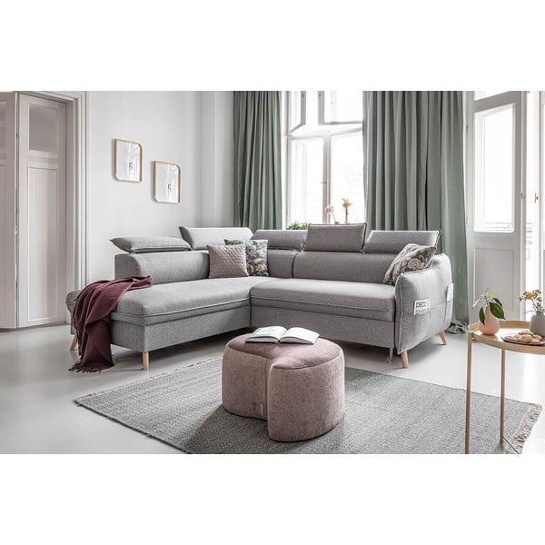 Světle šedá rozkládací rohová pohovka (levý roh) Sweet Harmony – Miuform-image-3