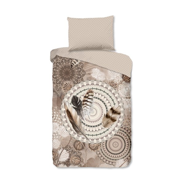 Hnědé flanelové povlečení na jednolůžko 140x200 cm Ringhda – HIP