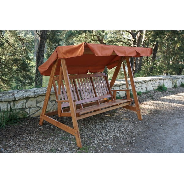 Hnědá dřevěná zahradní houpačka Luisa – Rojaplast-image-2