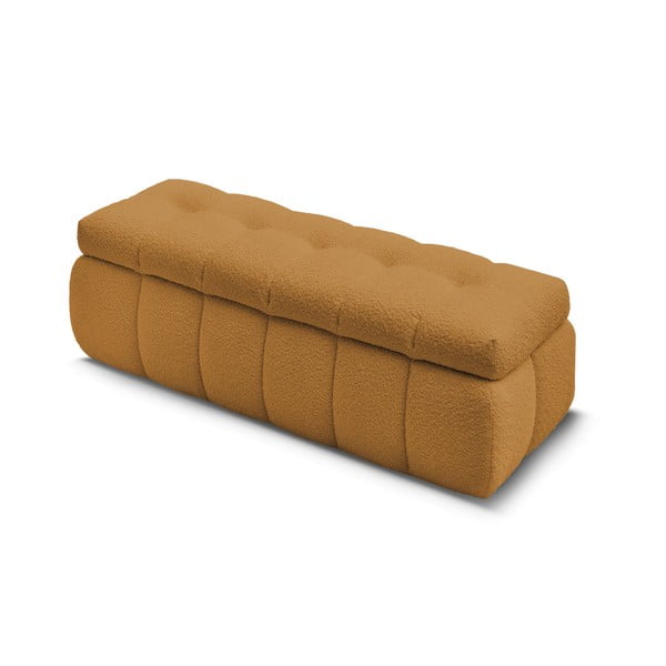 Lavice z textilie bouclé v hořčicové barvě Mont Blanc – Bobochic Paris-image-2