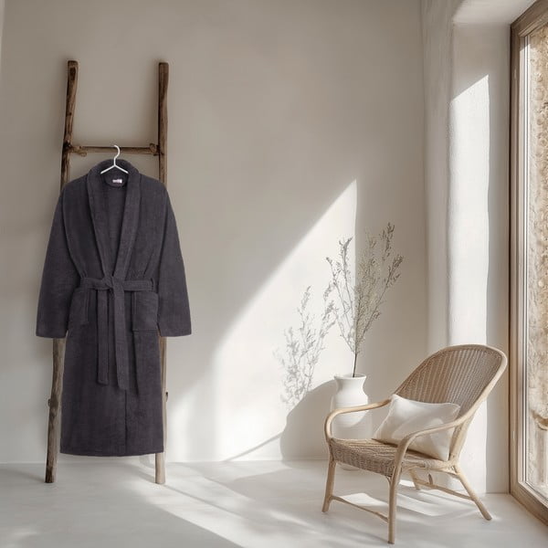 Antracitový bavlněný župan velikost M/L Terry – HIP-image-1