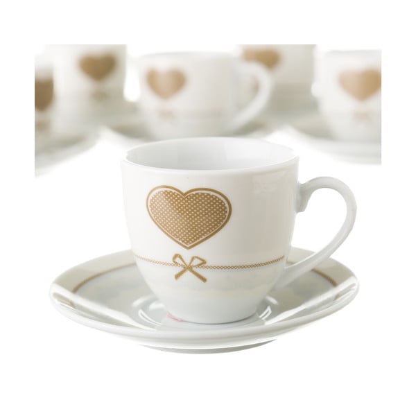 Sada 6 šálků s podšálky na kovovém stojanu Unimasa Heart-image-2