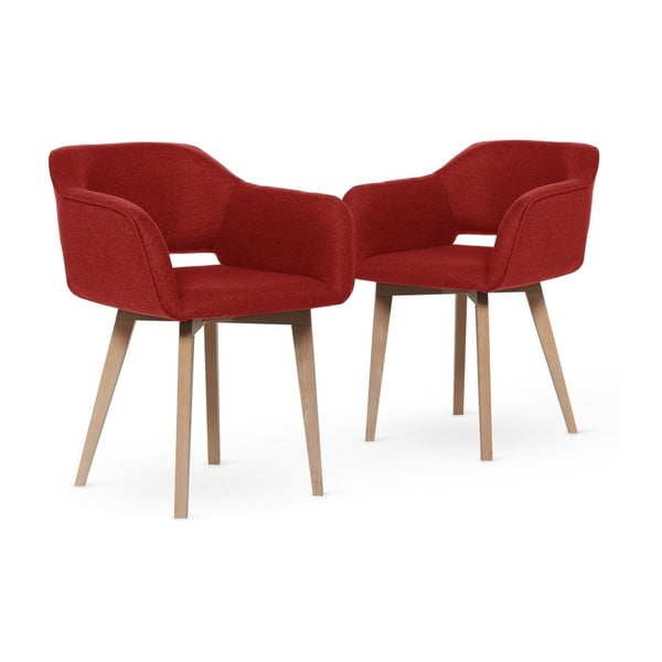 Sada 2 červených jídelních židlí se světlými nohami My Pop Design Oldenburg