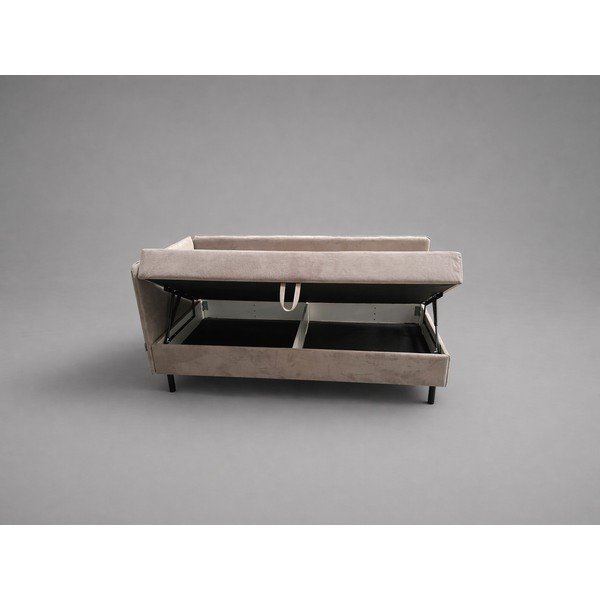 Taupe čalouněná jednolůžková postel s úložným prostorem s matrací 90x200 cm Avela - II. jakost – Bonami Selection-image-4