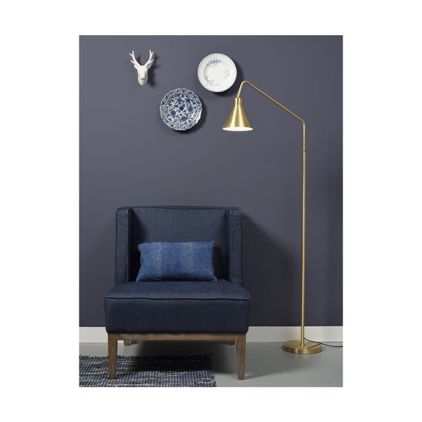 Stojací lampa s kovovým stínidlem ve zlaté barvě (výška 153 cm) Lyon – it's about RoMi-image-1