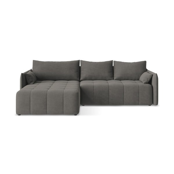 Tmavě šedá rozkládací/s úložným prostorem rohová pohovka (levý roh/s lenoškou) Moku – Makamii