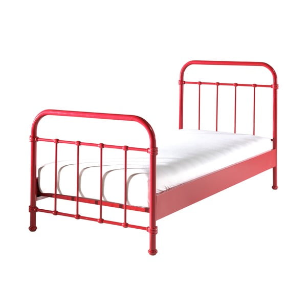 Červená kovová dětská postel Vipack New York, 90 x 200 cm