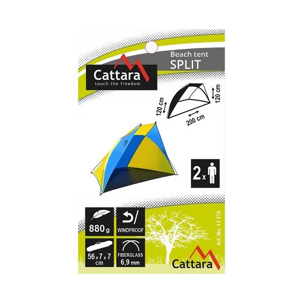 Žluto-modrý plážový stan Cattara Split-image-2