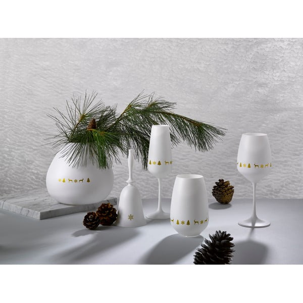 Bílý skleněný vánoční zvonek Crystalex Nordic Vintage, výška 17,9 cm-image-2