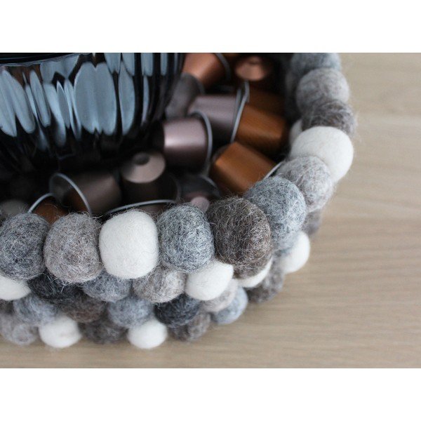 Šedo-bílý kuličkový vlněný úložný košík Wooldot Ball Basket, ⌀ 28 cm-image-2