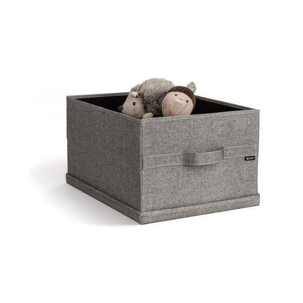 Šedý látkový úložný box s víkem 36x46x25 cm Soft Storage Large – Bigso-image-2