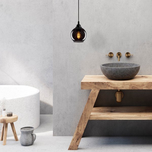 Černé závěsné svítidlo se skleněným stínidlem ø 15 cm Smoked – Opviq lights-image-3