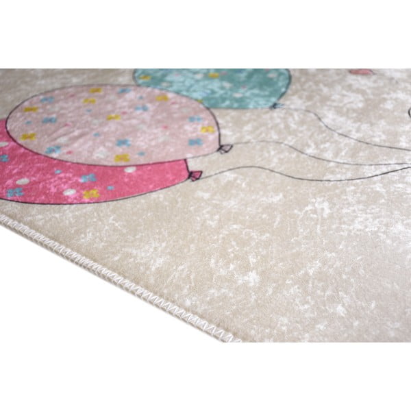 Růžový/slonovinový pratelný dětský koberec 100x160 cm Girl & Baloons – Vitaus-image-2