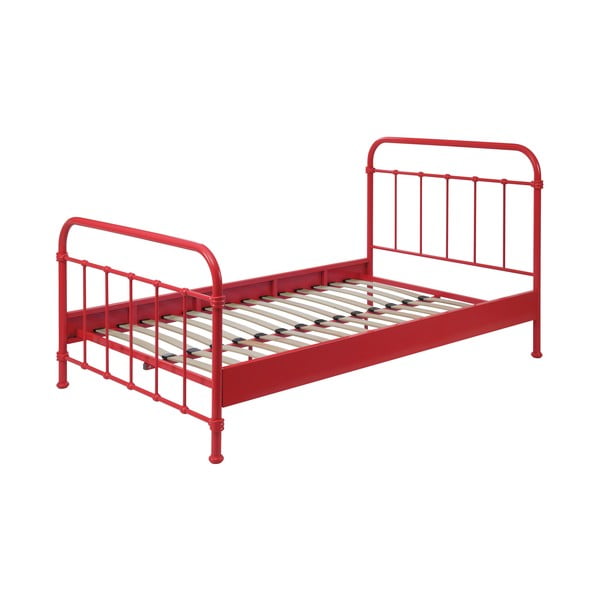 Červená kovová dětská postel Vipack New York, 120 x 200 cm