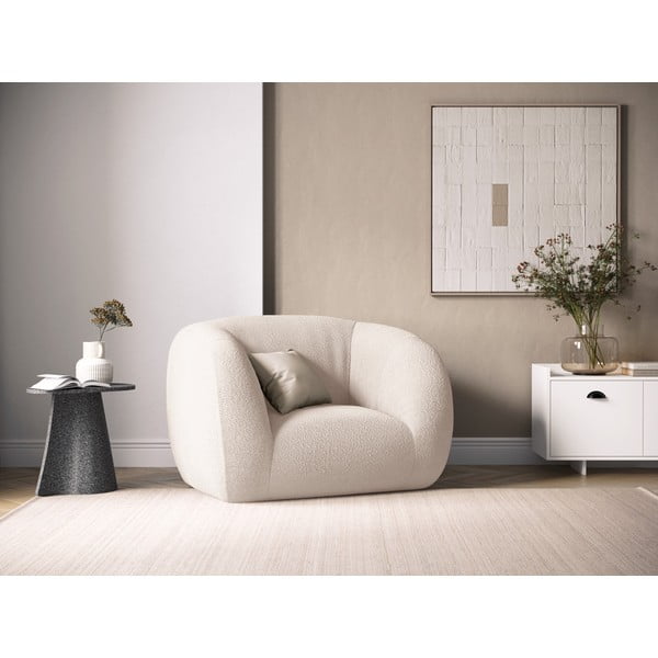 Krémové křeslo z textilie bouclé Essen – Cosmopolitan Design-image-1