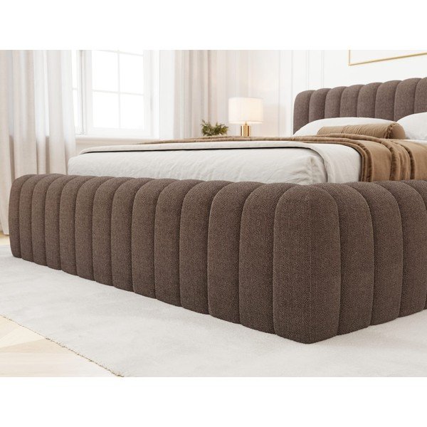 Hnědá čalouněná dvoulůžková postel s úložným prostorem s roštem 180x200 cm Carilla – ELTAP-image-4