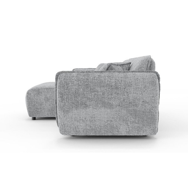 Světle šedá žinylková rohová pohovka (levý roh/s lenoškou) Nelia – Ropez-image-3