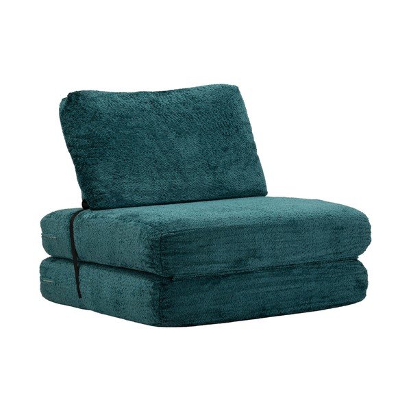 Zelenomodré rozkládací křeslo z textilie bouclé Faster – Mauro Ferretti