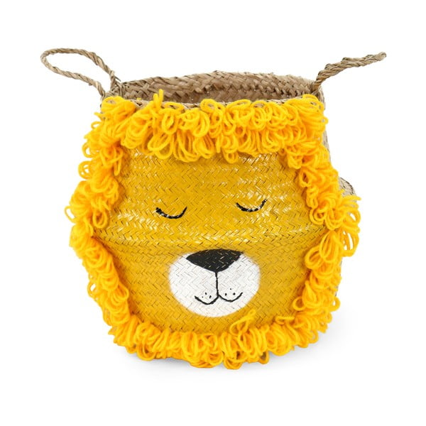 Dětský koš na hračky z mořské trávy ve žluto-přírodní barvě ø 30x28 cm Lion – Compactor