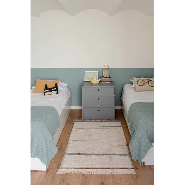 Modro-krémový pratelný ručně tkaný bavlněný koberec 140x200 cm Lanes Vintage Blue – Lorena Canals-image-1