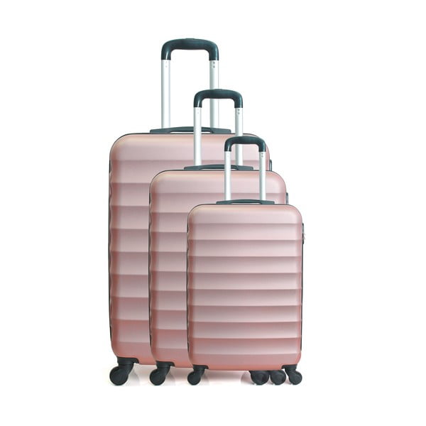 Sada 3 růžových cestovních kufrů na kolečkách Hero Jakarta