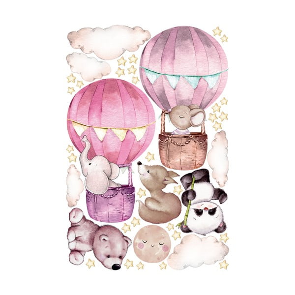 Růžové dětské samolepky na zeď Ambiance Balloons and Stars-image-2