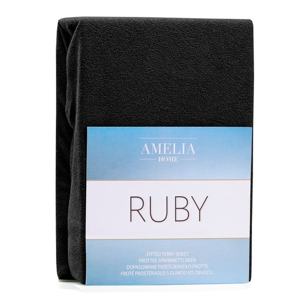 Černé napínací froté prostěradlo 240x220 cm Ruby – AmeliaHome-image-2