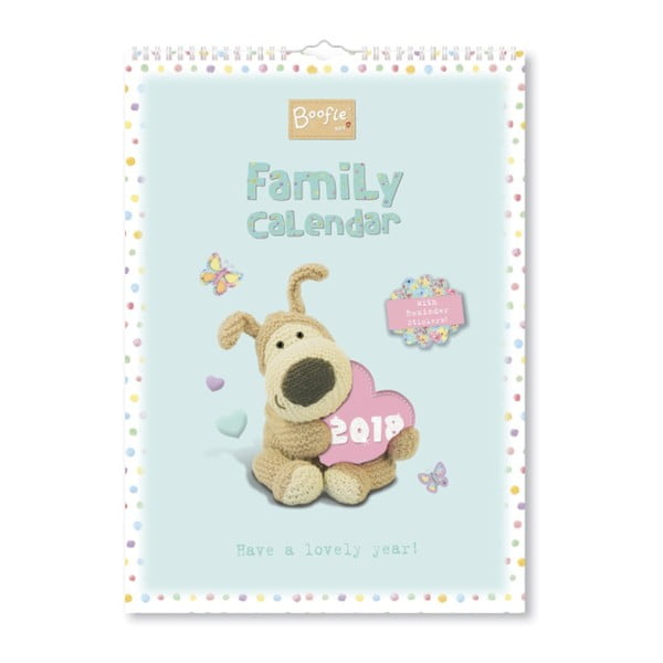 Nástěnný rodinný kalendář pro rok 2018 s lepíky Portico Designs Boofle, A3