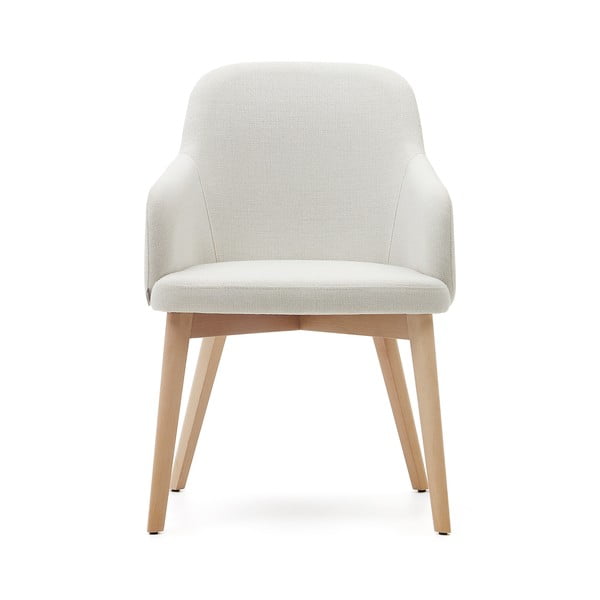 Krémové čalouněné jídelní křeslo s područkami Nelida – Kave Home-image-2