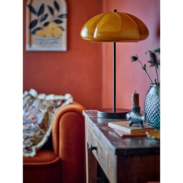 Okrově žlutá stolní lampa se skleněným stínidlem (výška 46,5 cm) Kinoko – Bloomingville-image-3