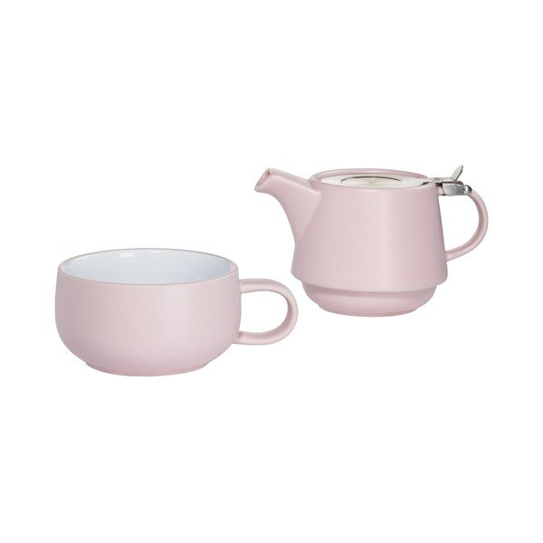 Set růžového keramického šálku s konvicí Maxwell & Williams