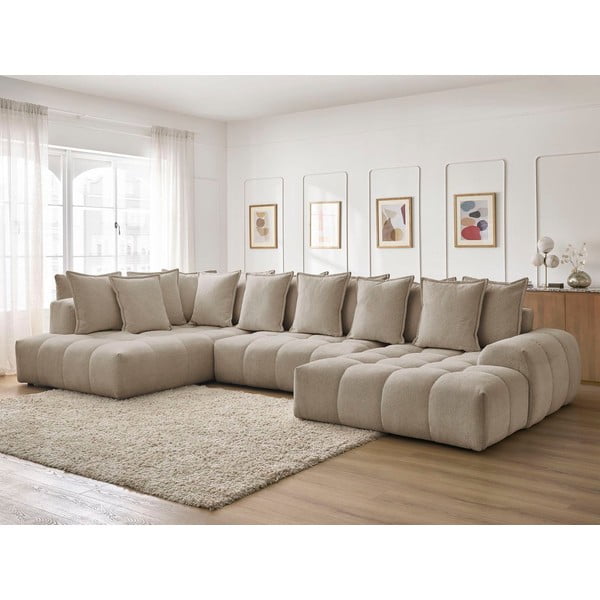 Taupe žinylková rozkládací/s úložným prostorem rohová pohovka (levý roh/do "U") Everest – Bobochic Paris-image-1