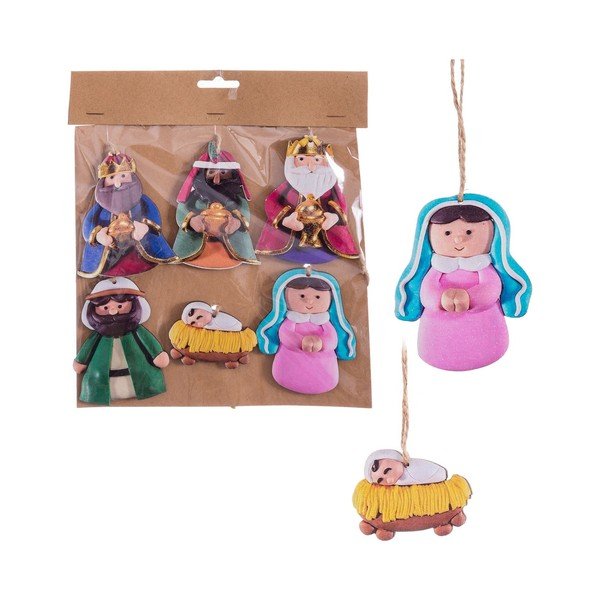 Dřevěné vánoční ozdoby v sadě 6 ks 9 cm Nativity – Casa Selección