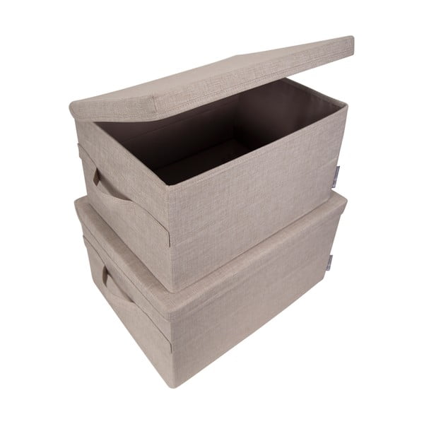 Béžový látkový úložný box s víkem 45x34x25 cm Soft Storage – Bigso-image-2
