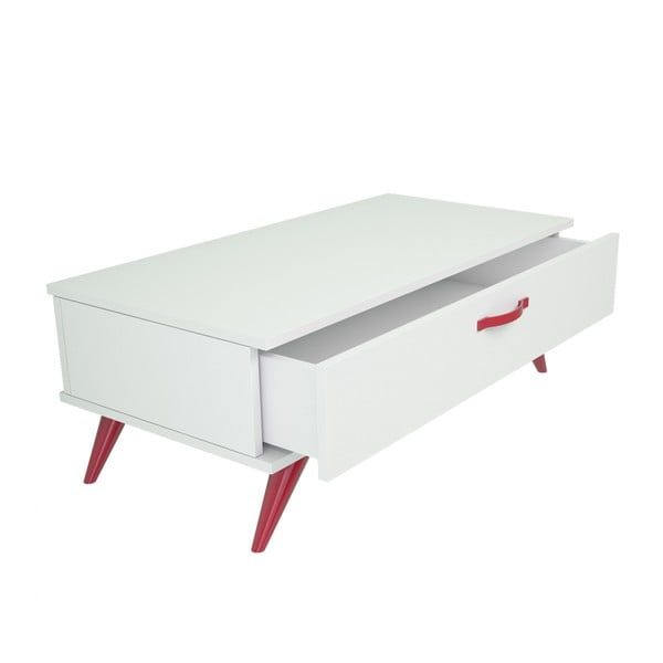 Bílý konferenční stolek s červenýma nohama Magenta Home Coulour Series