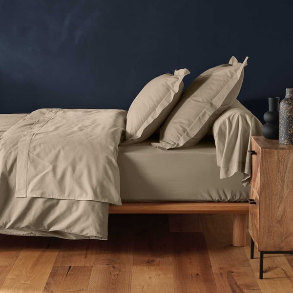 Světle hnědé napínací bavlněné prostěradlo 160x200 cm Lina – douceur d'intérieur-image-1