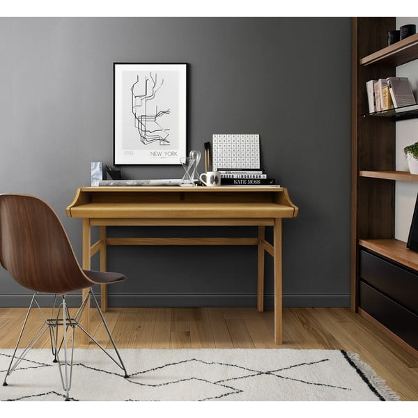 Pracovní stůl v dekoru dubu se sekretářem 44x115 cm Carteret – Woodman-image-1