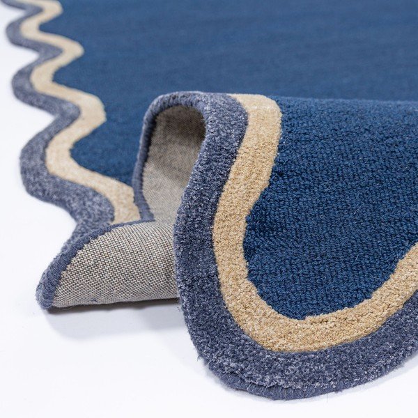 Tmavě modrý ručně tkaný koberec s příměsí vlny 160x230 cm Rivo Wool – Flair Rugs-image-2