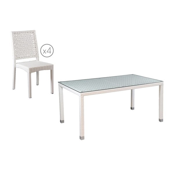 Zahradní stůl a 4 židle Sagunto White