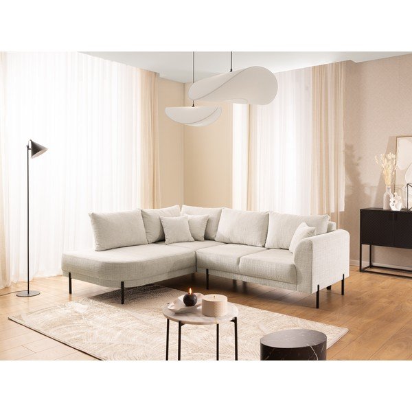 Béžová žinylková rohová pohovka (levý roh/do L) Mauris  – Ropez-image-1