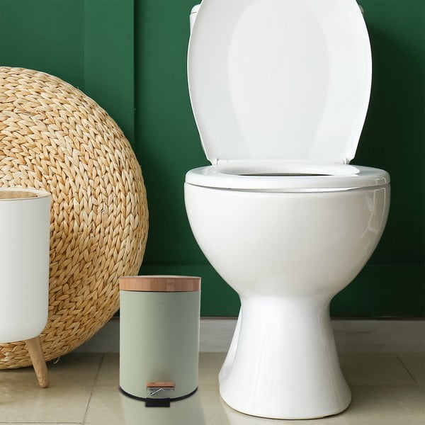 Světle zelený nášlapný kovový odpadkový koš 3 l Greenish – Orion-image-1