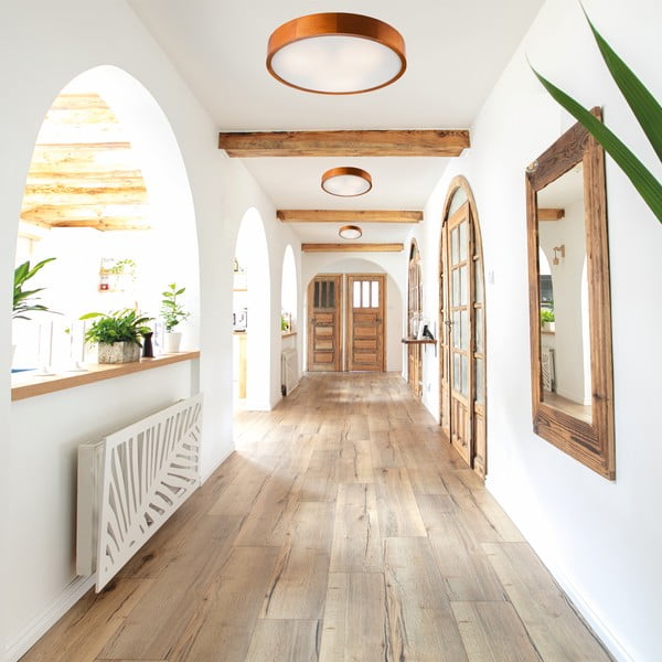 Koňakově hnědé stropní svítidlo se skleněným stínidlem ø 47 cm Eveline – LAMKUR-image-1