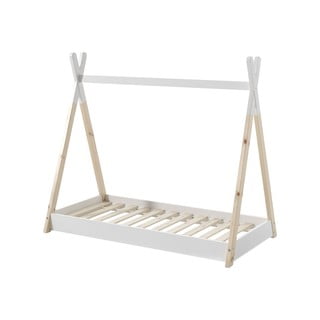 Bílá/v přírodní barvě domečková dětská postel 70x140 cm Tipi - Vipack