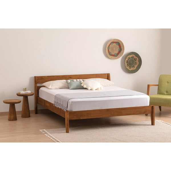 Jednolůžková postel ze smrkového dřeva s roštem v tmavě hnědo-přírodní barvě 90x200 cm Venus – Kalune Design-image-1