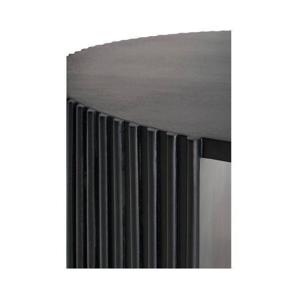 Černý kulatý konferenční stolek s deskou z mangového dřeva ø 80 cm Bisselina – Ellos Home-image-3