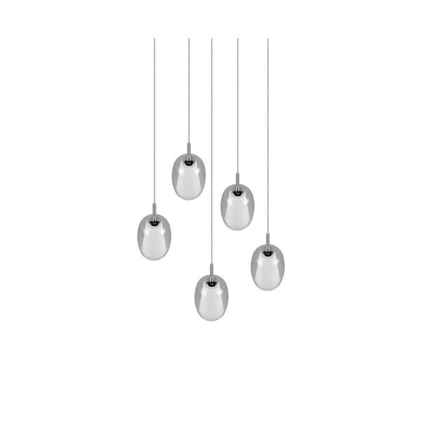 Závěsné svítidlo se skleněným stínidlem ø 48 cm ve stříbrné barvě Barret – Trio Select-image-1