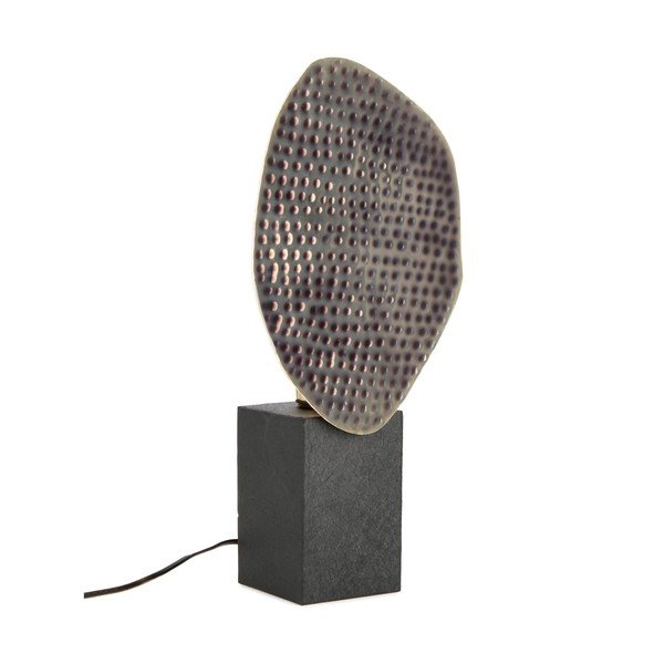 Antracitová kovová stolní lampa s kovovým stínidlem (výška 46 cm) Neev – Bizzotto