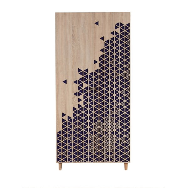 Dvoudveřová šatní skříň Stil Geometry Blue, 90 x 192 cm