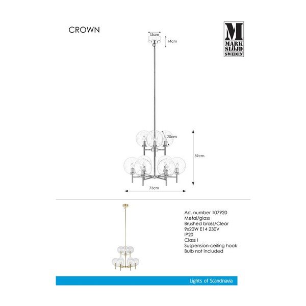 Závěsné svítidlo Markslöjd Crown Pendant L Clear 9L-image-1