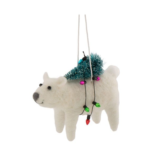 Textilní vánoční ozdoba 12 cm Polar Bear with Christmas Lights – Sass & Belle